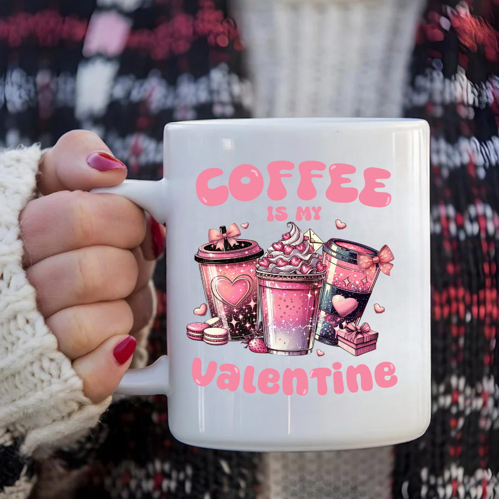 Coffee Is My Valentine | 11oz Accent Mug | 11oz White Mug