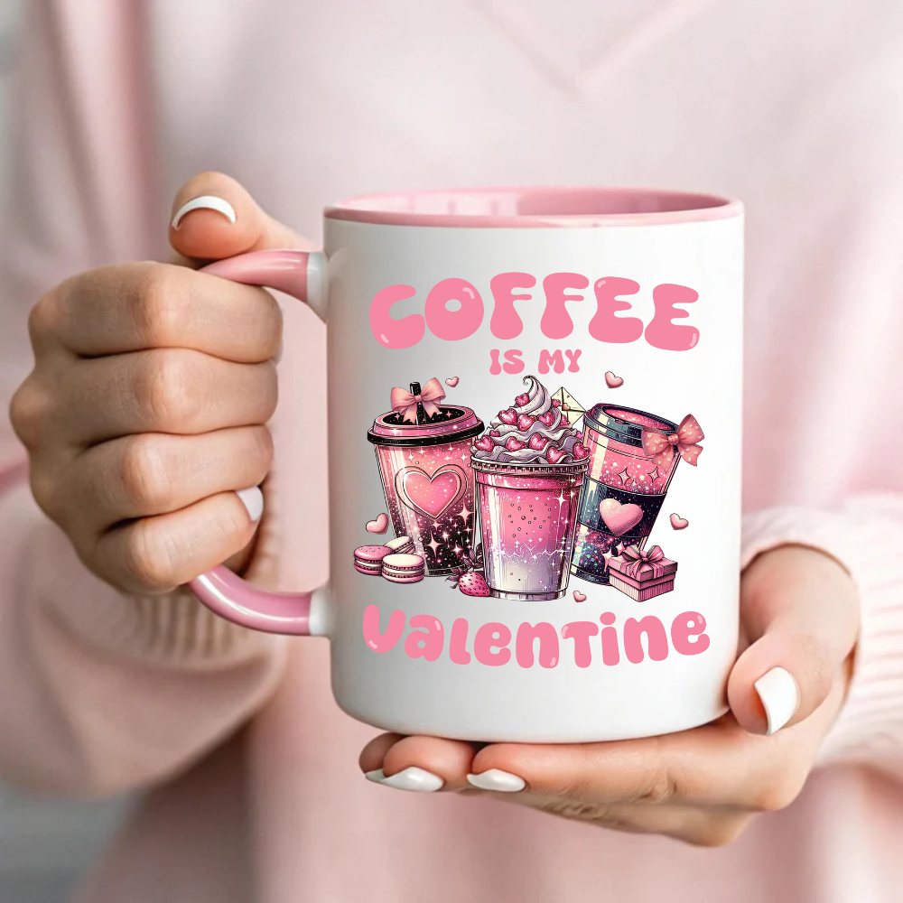 Coffee Is My Valentine | 11oz Accent Mug | 11oz White Mug