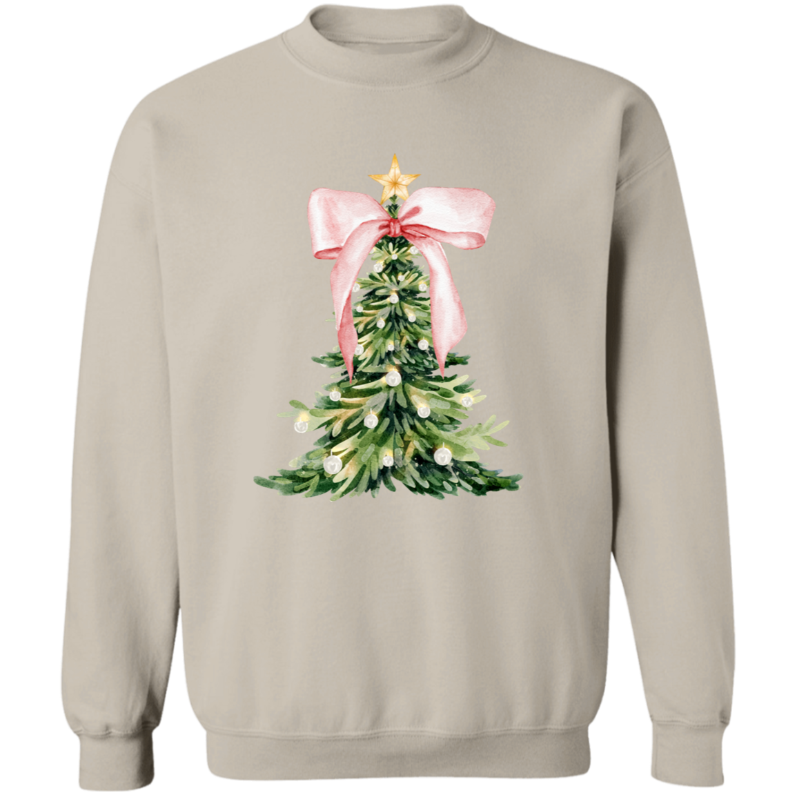 Pink Christmas Tree Bow T-Shirt | Sweatshirt