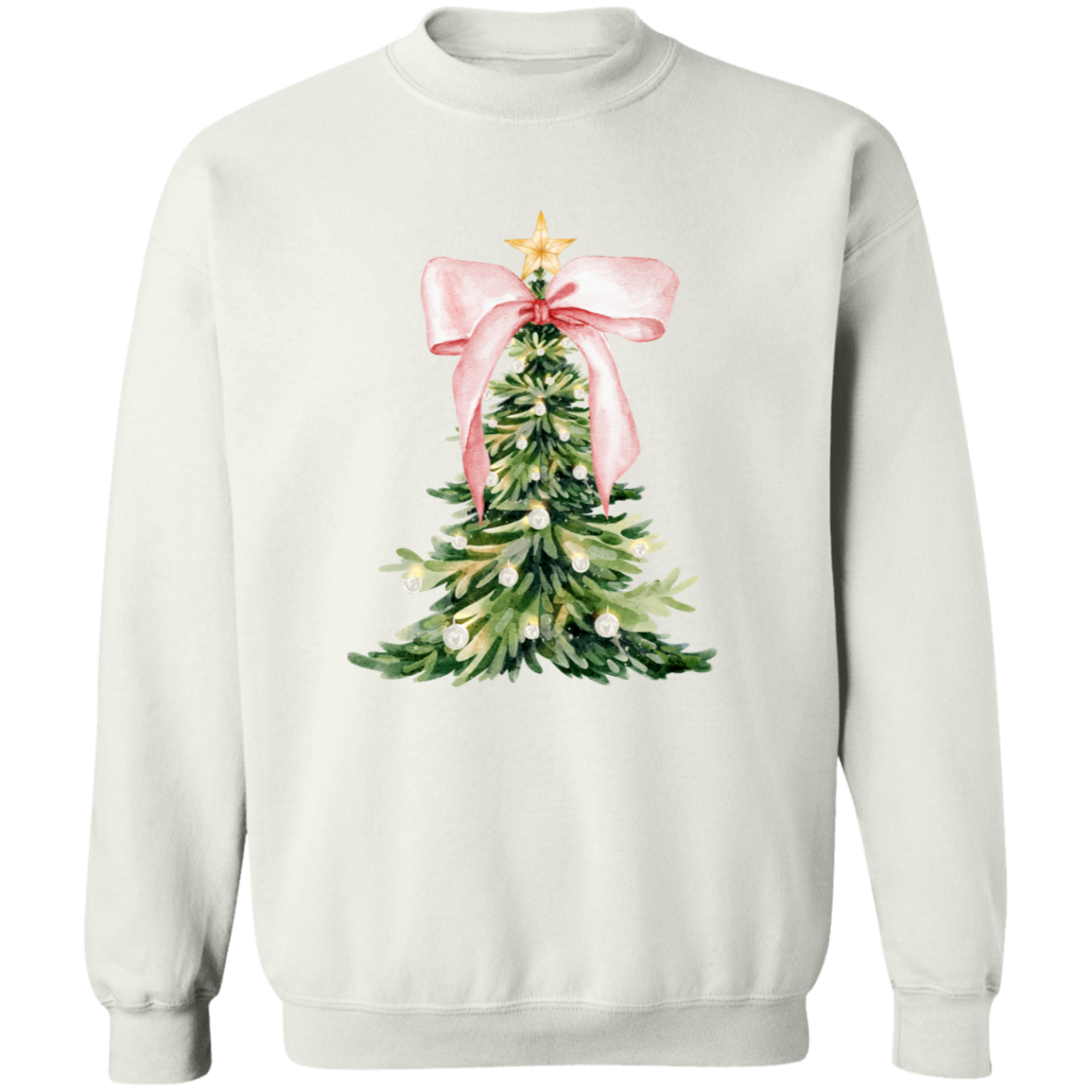 Pink Christmas Tree Bow T-Shirt | Sweatshirt