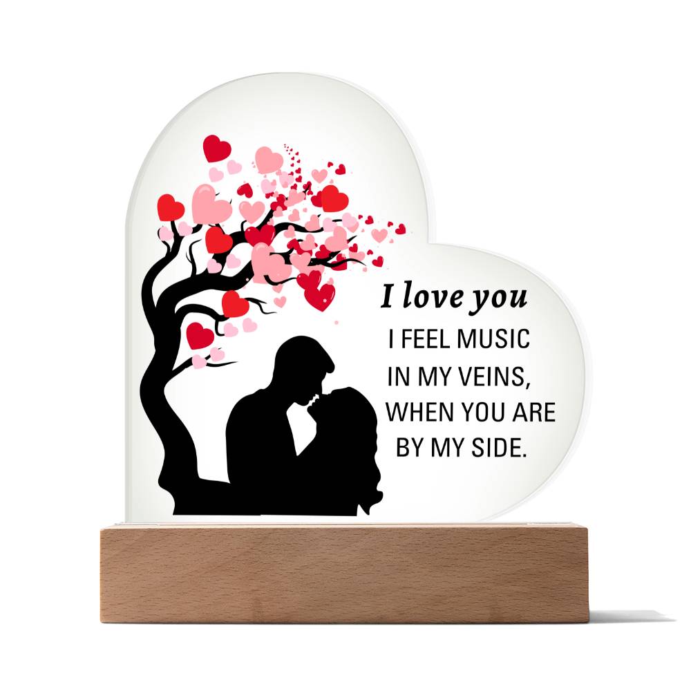 I Love You | Printed Heart Acrylic Plaque