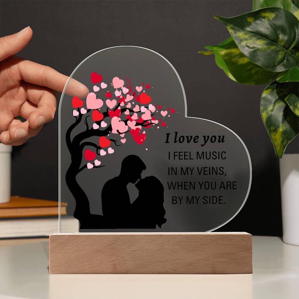 I Love You | Printed Heart Acrylic Plaque