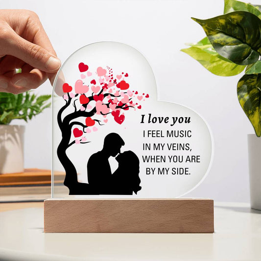 I Love You | Printed Heart Acrylic Plaque