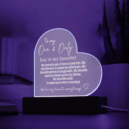 One and Only | Heart Acrylic Plaque