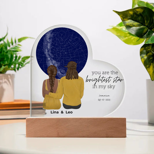 Personalized | You Are The Brightest Star | Acrylic Heart Plaque